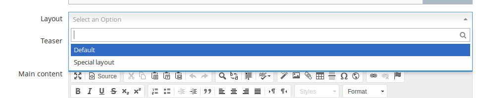 Screenshot of a layout picker.