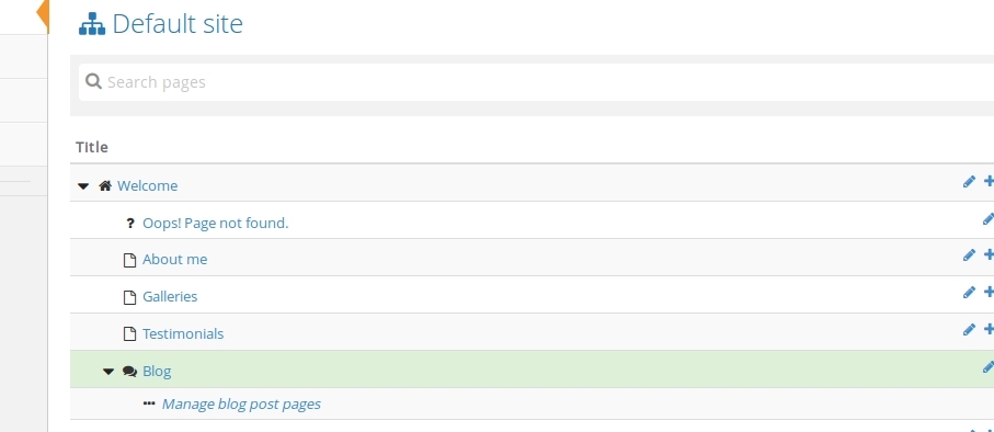 Screenshot of a managed pages link